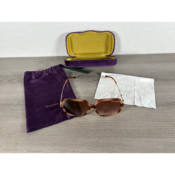 Gucci GG0884SA 003 Sunglasses 58mm Square Havana Brown Gradient w/ Case & Pouch - Picture 1 of 10
